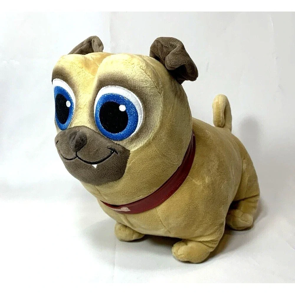 Disney Store Puppy Dog Pals‎ Plush Toy Pug Rolly Tan Stuffed Red Collar Big Eyes